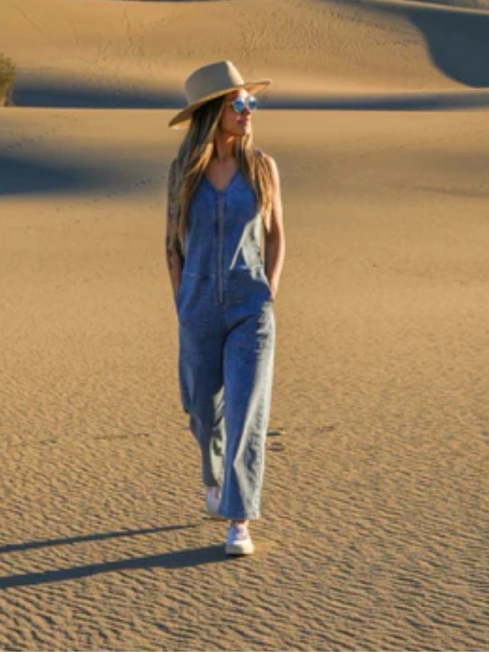 Blue Women's Denim Jumpsuit - Casual Wide-Leg Jeans
